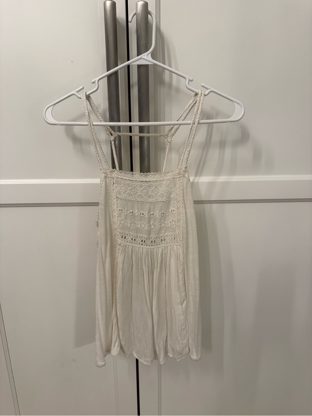 American Eagle MWT Lace-Panel Ivory Spaghetti Strap Tank Top